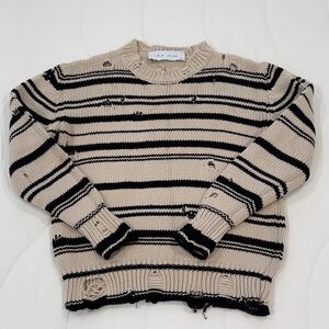 IRO Distressed Cream and Black Striped Sweater